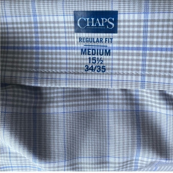 NWT Chaps Regular Fit Dress Shirt, Stretch collar, Non Iron, Size 15.5” 34/35 - Picture 6 of 15